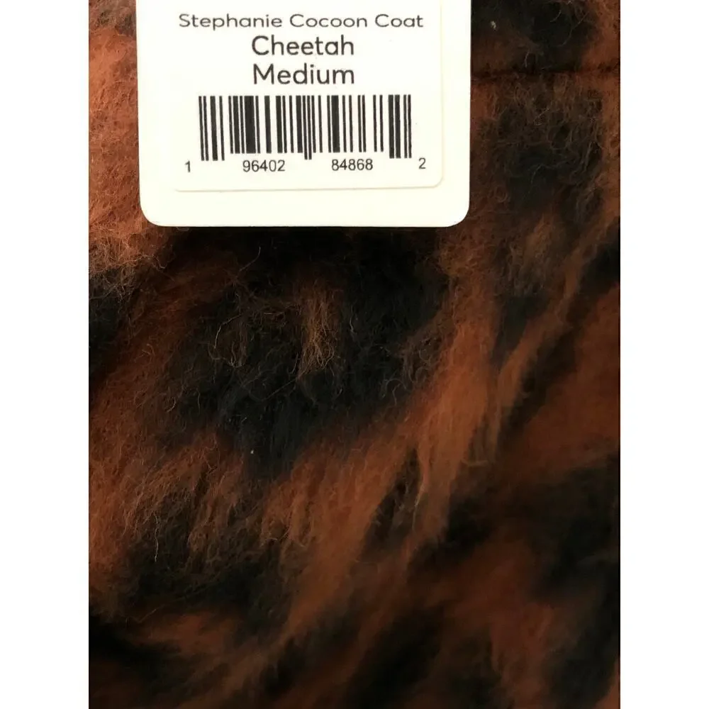 Marine Layer Stephanie Coat Cocoon Wool Blend Cheetah Fuzzy Teddy Jacket NWT M - Picture 7 of 10